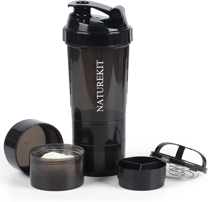 Shaker Bottle,Protein Shaker Bottle, 16 oz GYM Shaker Cup with shaker Ball,Shaker Cups for Protein Shakes, Drink Mixer Bottle with Storage,BAP Free,Leakproof，Black