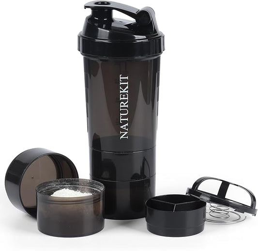 Shaker Bottle,Protein Shaker Bottle, 16 oz GYM Shaker Cup with shaker Ball,Shaker Cups for Protein Shakes, Drink Mixer Bottle with Storage,BAP Free,Leakproof，Black