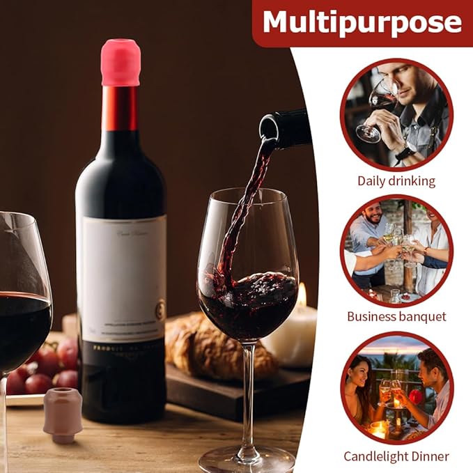 12Pcs Silicone Wine Stoppers Reusable Sparkling Wine Bottle Stopper Double Sealed Silicone Wine Bottle Stoppers Wine Bottle Cover Wine Bottle Capsh