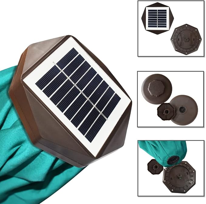 EliteShade USA 10-Year-Non-Fading Solar 9ft Market Umbrella with 80 LED Lights Patio Umbrellas Outdoor Table Umbrella with Ventilation, Teal