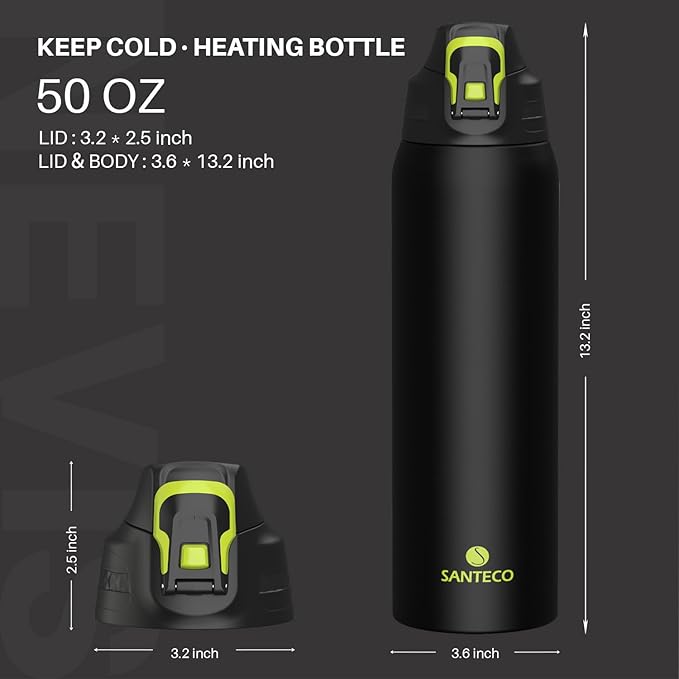 Insulated Sports Water Bottle, Stainless Steel Water Bottles with Locking Flip Top Lid, Insulated Bottle with Double-Wall Vacuum Insulation for Fitness and Outdoor Enthusiasts