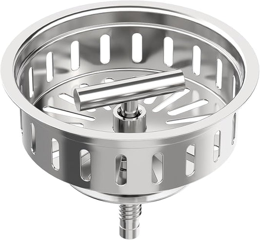 KONE Kitchen Sink Stopper Strainer Replacement for KONE 9171 Standard 3-1/2 Inch Spin and Seal Drains with Threaded Stopper Function, Stainless Steel Twist Lock Basket Strainer Replacement