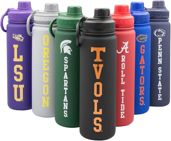 Tennessee Vols Water Bottle - Black Double Walled Stainless Steel 24 oz Keeps Drinks Cold or Hot
