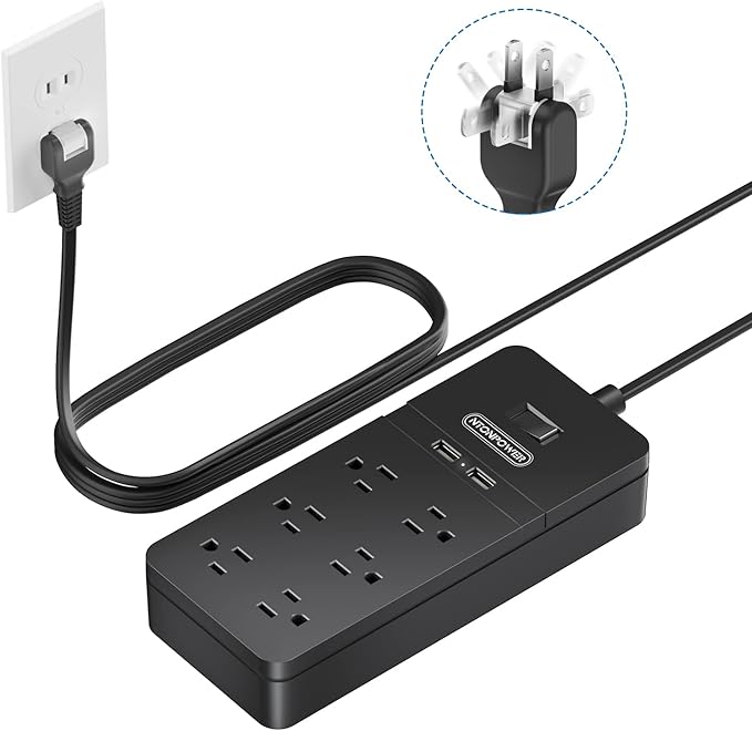 2 Prong Surge Protector Power Strip with 10ft Extension Cord, NTONPOWER 2 Prong to 3 Prong Outlet Adapter with 6 Outlets 2 USB Ports, 2100J Surge Protector Wall Mount for Old House Non-Grounded Outlet