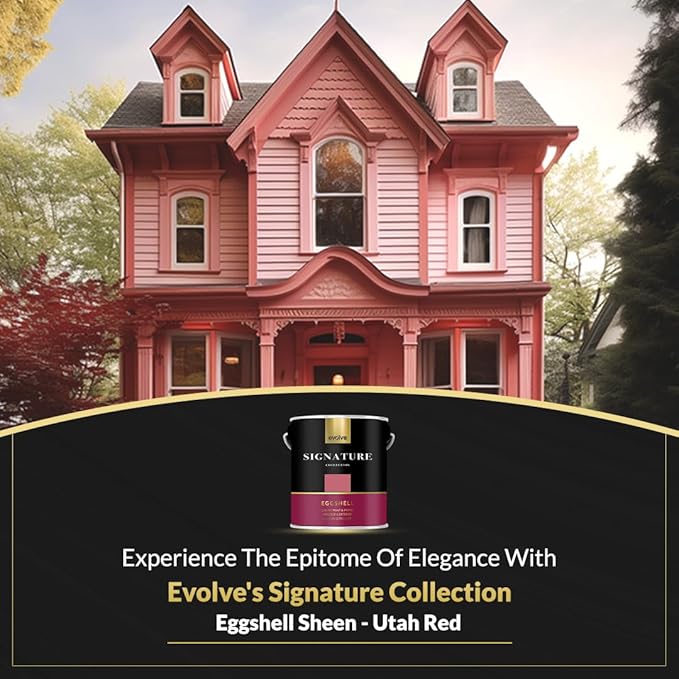 EVOLVE Signature Paint & Primer: Luxury Paint & Primer for Indoor & Outdoor Surfaces, Minimal Odor, Eggshell Sheen (Utah Red, 1 Gallon)