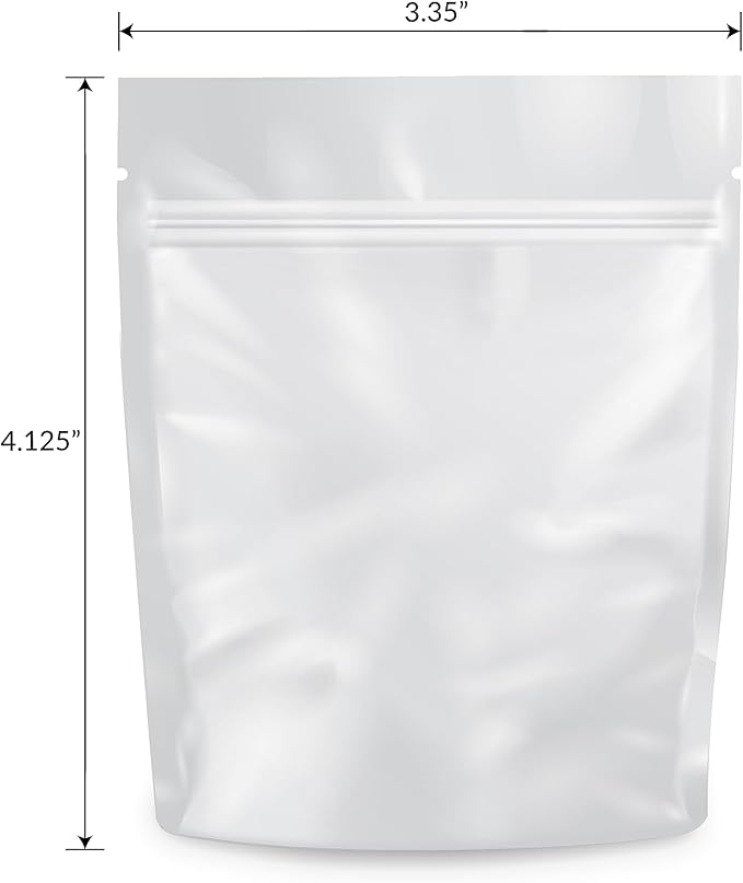 Mylar Bags Smell Proof 1 Gram All White - 1000 Count 4.125" X 3.35" 6mill Thickness - Packaging Bags - Mylar Bags For Food Storage - Resealable Bags - Smell Proof Bags
