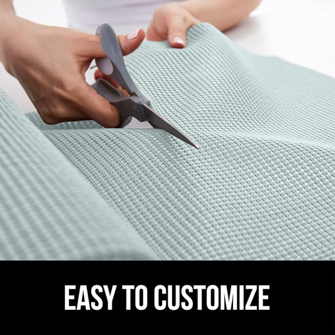 Gorilla Grip powerGRIP Drawer Shelf and Cabinet Liner, Thick Strong Hold, Non-Adhesive Liners Protect Kitchen Cabinets and Cupboard, Bathroom Drawers, Easy Install, Breathable Mat, 12" x10', Spa Blue