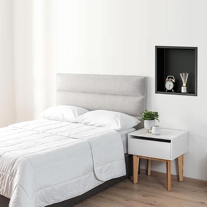 Shower Niche - 12 x 12, Matte Black Stainless Steel Recessed Shower Niche for Bathroom Storage, No Tile Needed, Over Mount Installation