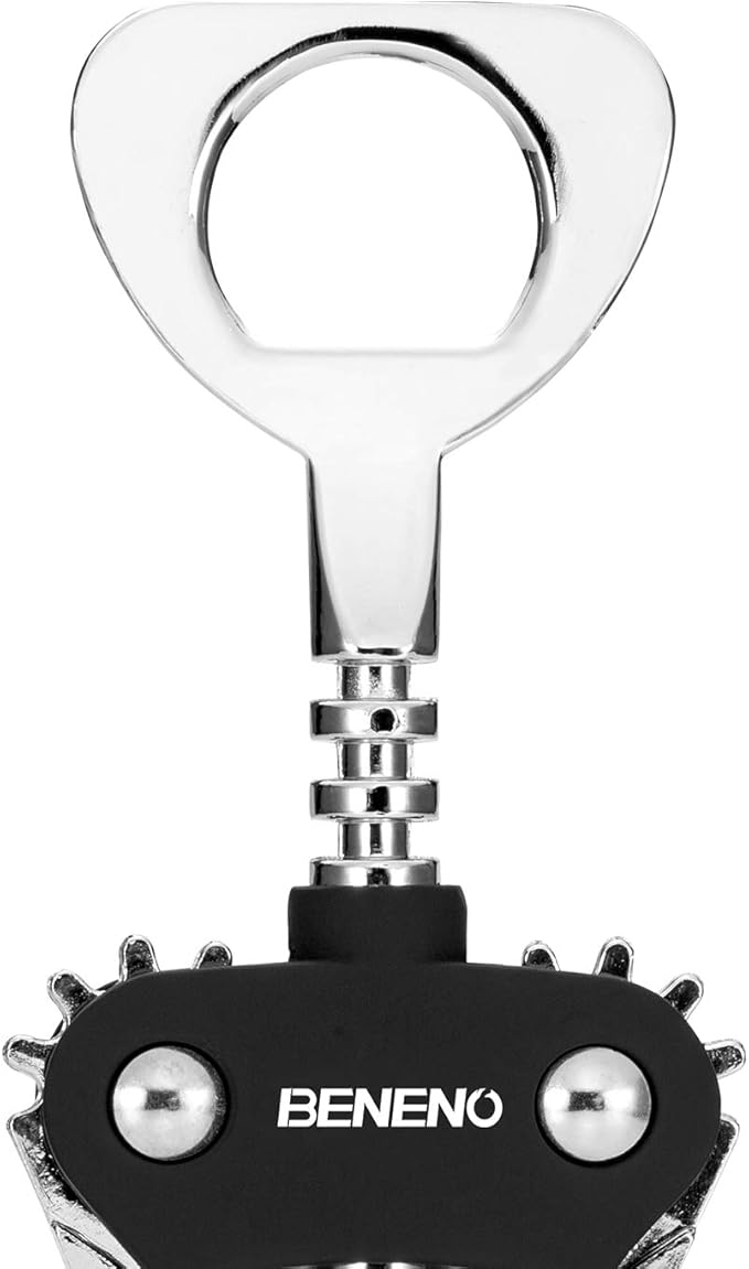 Wine Opener, Zinc Alloy Premium Wing Corkscrew Wine Bottle Opener with Multifunctional Bottles Opener, Sharp Corkscrew with Ergonomic Non-slip Wing Handle, Upgrade Black