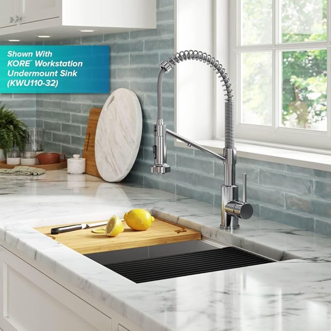 KRAUS Bolden 2-in-1 Commercial Style Pull-Down Single Handle Water Filter Kitchen Faucet for Water Filtration System in Chrome, KFF-1610CH