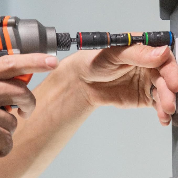 Klein Tools 32907 Impact Driver, 7-in-1 SAE Impact Socket Set, Flip Socket Set with 1/4, 5/16, 11/32, 3/8, 7/16 and 1/2-Inch Nut Driver Sizes and 1/4-Inch Bit Holder, 5-Inch Shaft