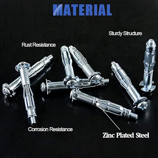 Glarks 30Pcs 5x65MM Heavy Duty Zinc Plated Steel Molly Bolt Hollow Drive Wall Anchor Screws Set for Drywall, Plaster and Tile (M5x65)