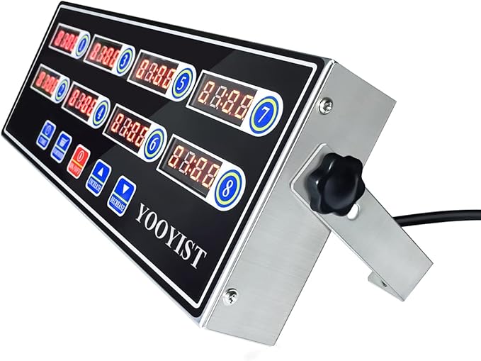 Commercial 8 Channel Kitchen Timer Digital Restaurant Timers Professional Loud Alarm Cooking Reminder for Food Truck Fryer Bakery Pizza Coffee Heavy Duty