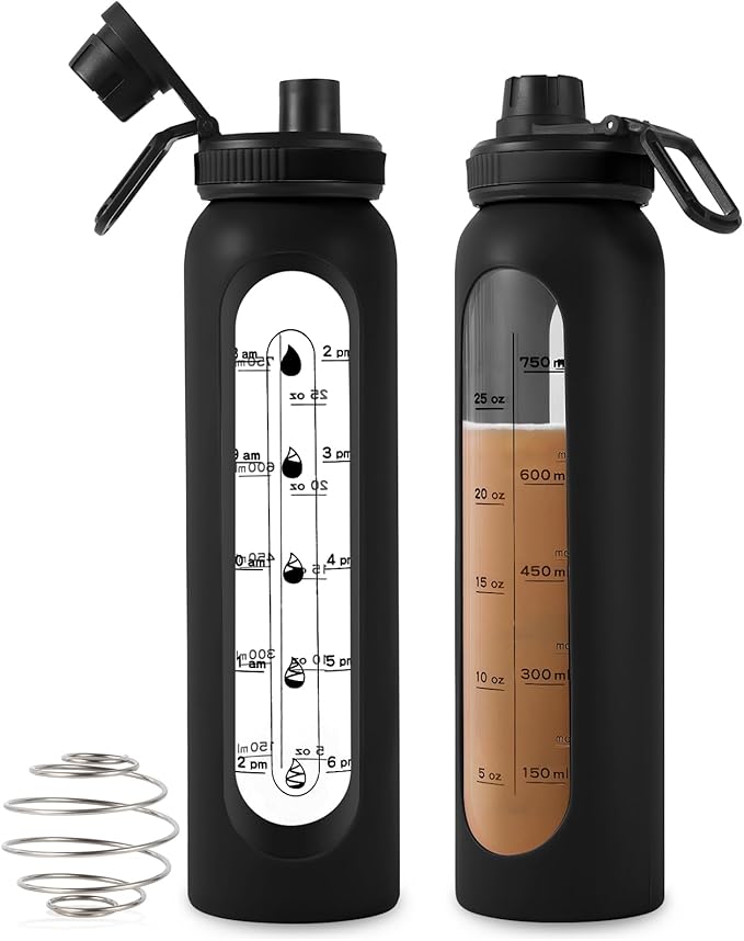 Glass Shaker Bottle,34oz BPA-Free Blender Shaker Bottle With Ball and Cleaning Brush for Protein Mixes Fitness