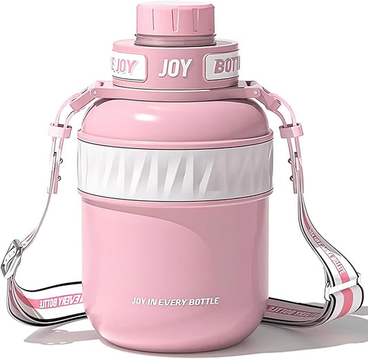 Stainless-Steel Water Bottle: Leakproof Lid, Perfect Sip, Double Insulated, Eco-Friendly, Dishwasher Safe & Stylish Strap (Coral, 32 oz)