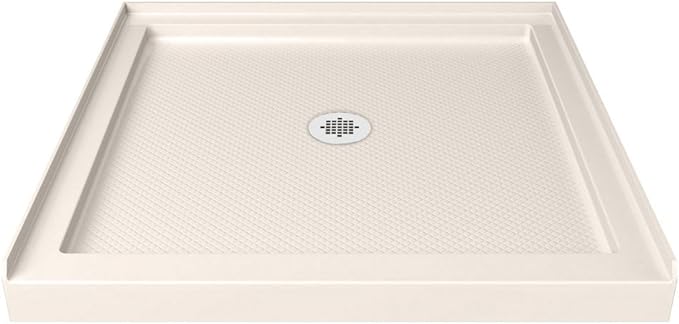 DreamLine SlimLine 36 in. D x 36 in. W x 2 3/4 in. H Center Drain Single Threshold Shower Base in Biscuit, DLT-1136360-22