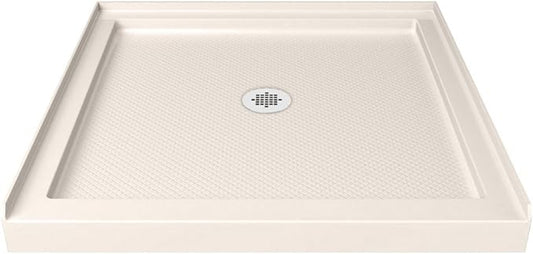DreamLine SlimLine 36 in. D x 36 in. W x 2 3/4 in. H Center Drain Single Threshold Shower Base in Biscuit, DLT-1136360-22