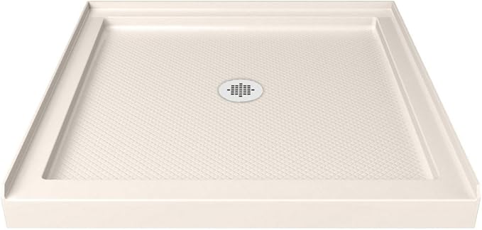 DreamLine SlimLine 32 in. D x 32 in. W x 2 3/4 in. H Center Drain Single Threshold Shower Base in Biscuit, DLT-1132320-22