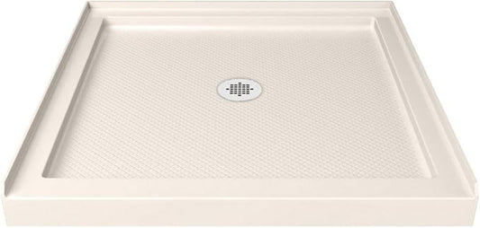 DreamLine SlimLine 32 in. D x 32 in. W x 2 3/4 in. H Center Drain Single Threshold Shower Base in Biscuit, DLT-1132320-22