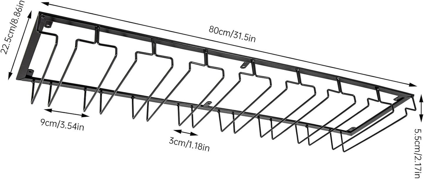 Wine Glass Rack Under Cabinet Stemware Wine Glass Holder Glasses Storage Hanger 8 Row Extreme Large Stemware Hanger Metal Bar Glasses Storage Rack for Kitchen