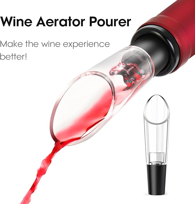 Wine Opener Gift Set Premium Wing Corkscrew Wine Bottle Opener with Multifunctional Bottles Opener, Wine Foil Cutter, Wine Vacuum Stopper, Wine Aerator Pourer Upgrade for Wine Lovers Man Woman