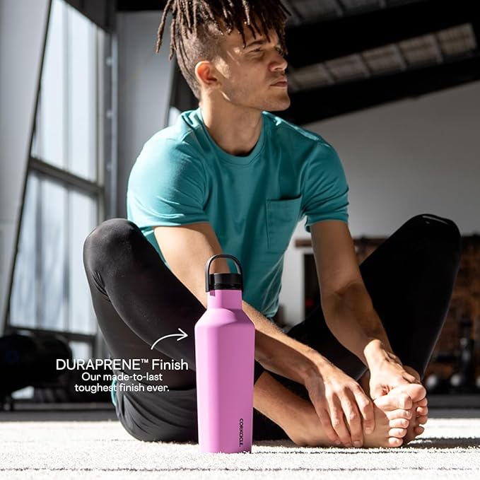 Corkcicle Insulated Canteen Travel Water Bottle, Triple Insulated Stainless Steel, Easy Grip Quick Sip Cap, Keeps Beverages Cold for 25 Hours or Warm for 12 Hours, 32oz, Fuchsia