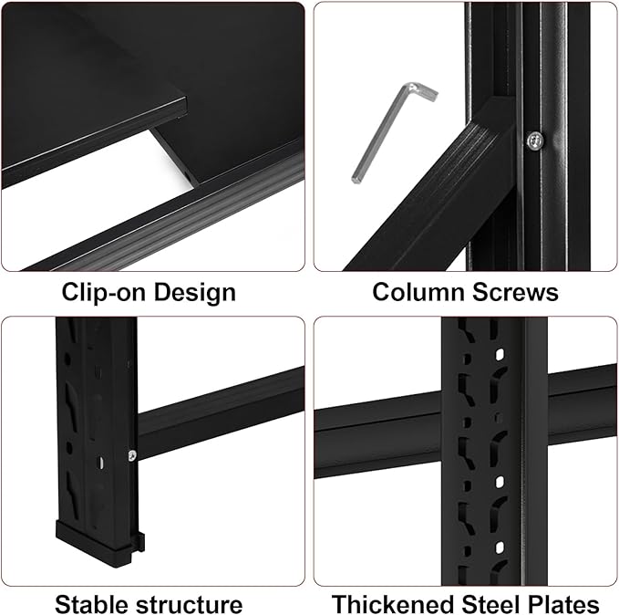 71” W 3000LBS Storage Shelves 4 Tier Garage Shelving, Heavy Duty Adjustable Metal Shelves Unit, Easy Assembly Shelving for Industrial, Warehouse, Basement, 71" W x 24" D x 71" H, Black