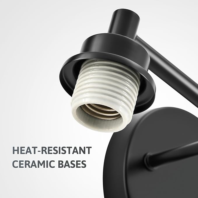 VONLUCE Bathroom Light Fixtures, 4-Light Bathroom Vanity Light with Globe Glass Shades E26 Sockets, Vanity Lights Over Mirror for Bedroom Hallway Living Room, Black Finish