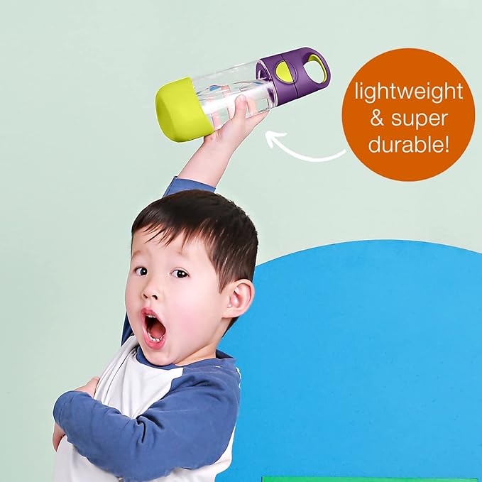 b.box 15oz Tritan Straw Bottle: Kids Water Bottle for Toddlers & Up. Spill Proof, Leak Proof, BPA Free. Great for School/Daycare or Next Step after Sippy Cups (Lilac Pop)