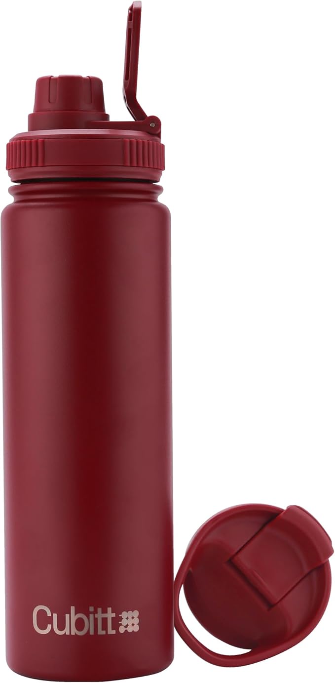 Cubitt Insulated Sports Hydro Water Bottle 24 oz, 2 Lids (Coffee Lid and Wide Mouth Twist Sports Lid), Stainless Steel, Double Walled. Cold for up to 24 hours, Hot for up to 12 hours Sand