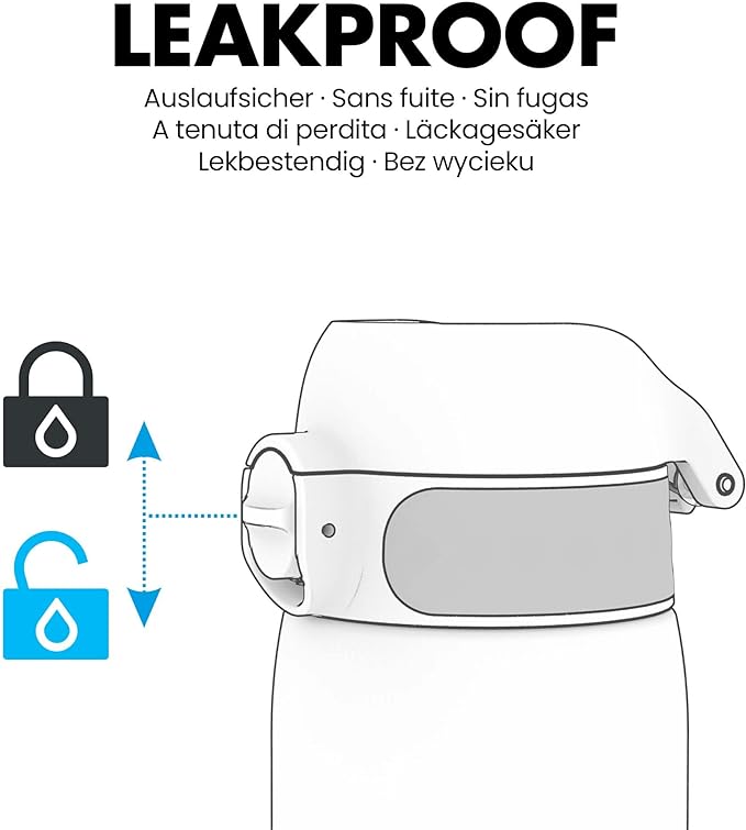 Ion8 Kids Water Bottle, Steel 400 ml/13 oz, Leak Proof, Easy to Open, Secure Lock, Dishwasher Safe, Hygienic Flip Cover, Carry Handle, Easy Clean, Durable, Scratch Resistant, Carbon Neutral, Dark Red