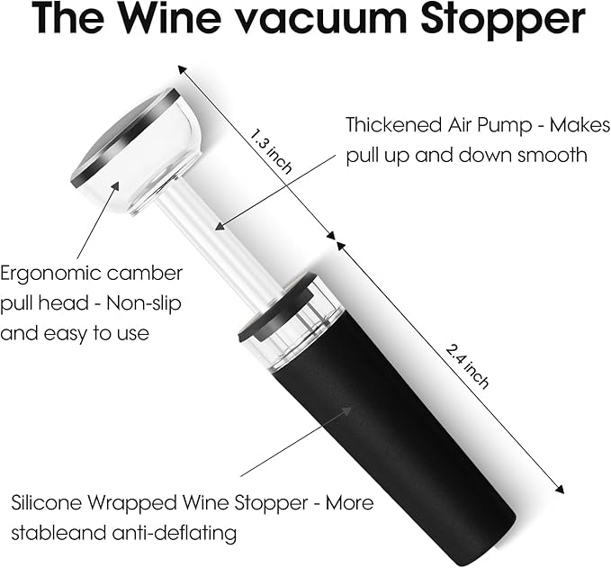 Wine Opener with Leak Proof Wine Vacuum Stopper, Zinc Alloy Premium Wing Corkscrew Wine Bottle Opener with Multifunctional Bottles Opener