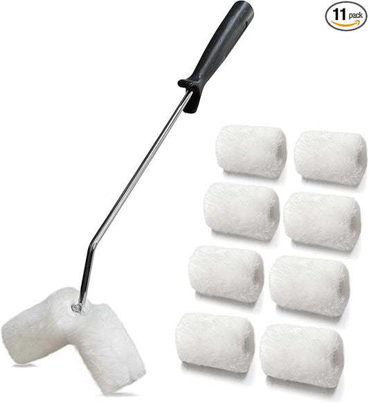 Small Double Paint Roller, Roller Brush, House Painting Supplies Covers, Paint Rollers Naps, Roller Frame and Paint Roller Kit for Stair Balusters, Fences, Pipes, Tube, etc.