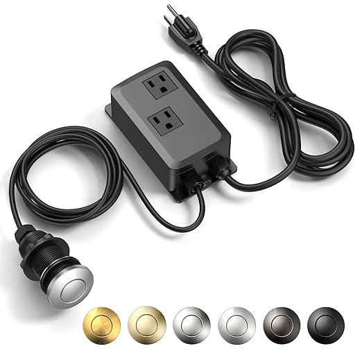 Garbage Disposal Air Switch Kit -Professional- Dual Outlet, Sink Top Waste Disposer On/Off, Garbage Disposal Button, UL Listed