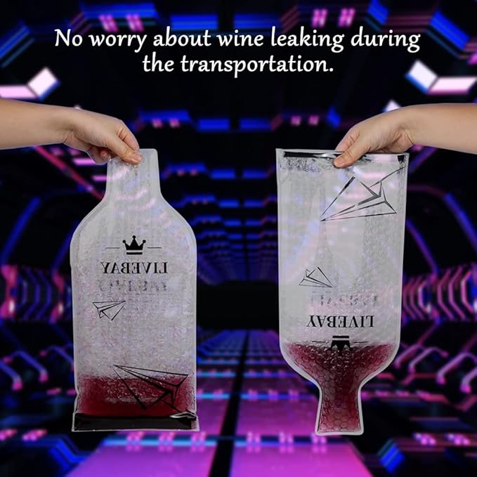 Reusable Wine Bag for Travel Wine Protector Sleeve for Airplane Car Cruise Protection Luggage Leak-proof Impact Resist, 3 Set