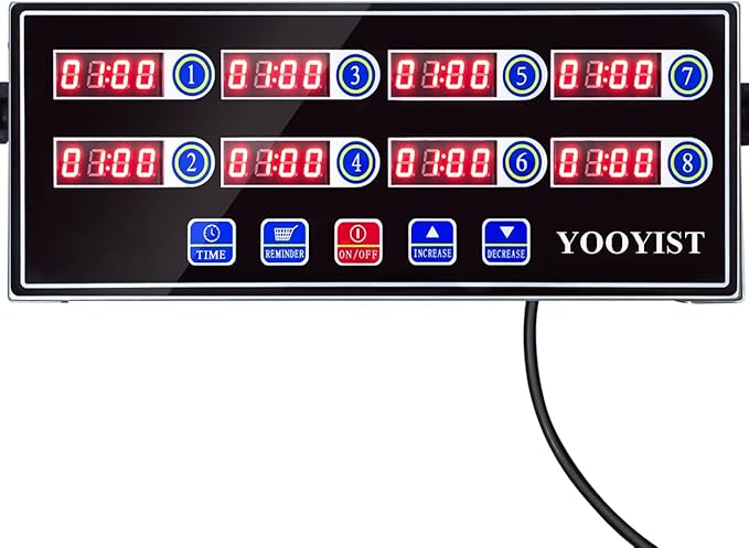 Commercial 8 Channel Kitchen Timer Digital Restaurant Timers Professional Loud Alarm Cooking Reminder for Food Truck Fryer Bakery Pizza Coffee Heavy Duty