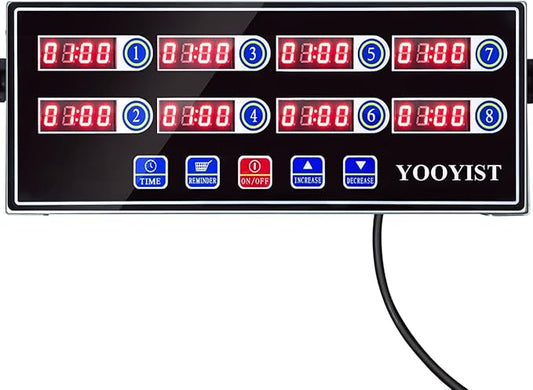 Commercial 8 Channel Kitchen Timer Digital Restaurant Timers Professional Loud Alarm Cooking Reminder for Food Truck Fryer Bakery Pizza Coffee Heavy Duty