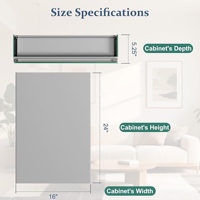 Bathroom Medicine Cabinet with Mirror, 16 Inch x 24 Inch Bathroom Mirror Cabinet with Single Door & Adjustable Shelves, Surface Mount or Recess Installation