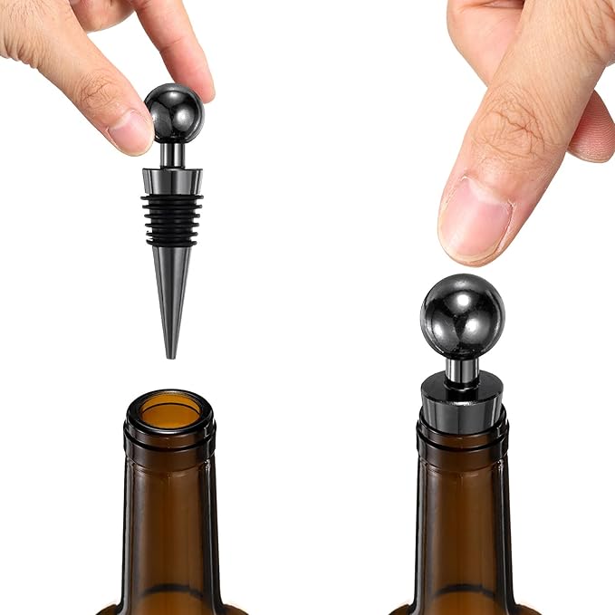 uxcell 3 Pcs Wine Bottle Corks, Vacuum Wine Bottle Stopper, Wine Stopper with Rubber Reusable Wine Corks, Suitable for Standard Bottle, Black