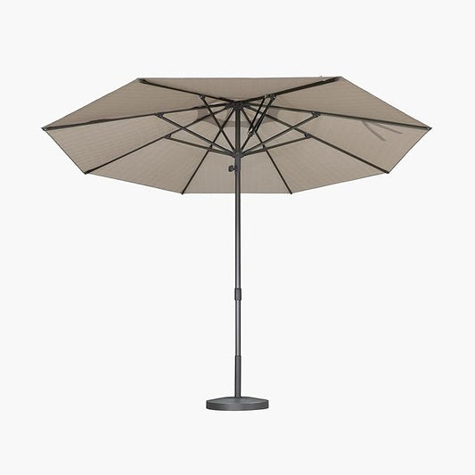 PURPLE LEAF 11.5 FT Semi-Auto Outdoor Patio Umbrella Market Table Sun Umbrellas with 8 Aluminum Sturdy Ribs for Backyard Deck Garden Pool (Gray Pole Beige Canopy)