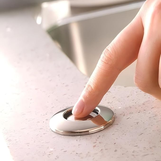 Garbage Disposal Air Switch Kit - UL Certified Sink Top Switch with Long 3.5" Brass Button by UHOUSING, Complete All-in-One Kit for All Disposals (Chrome)