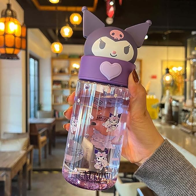 Kawaii Cartoon Water Bottle, 500ML Cute Anime Portable Drinking Bottle for Outdoor, Office, Travel, Birthday Gift