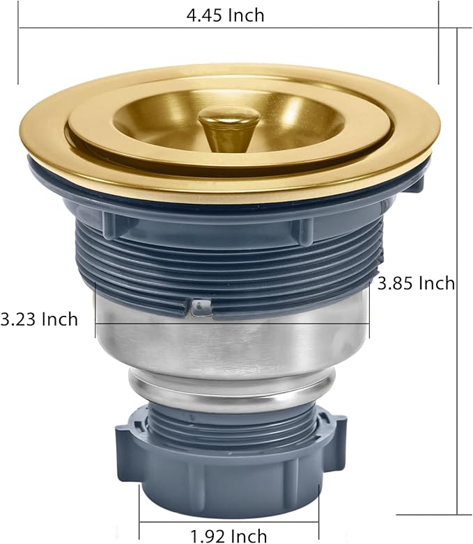 KONE 3-1/2 Inch Brass Sink Drain, Durable Stainless Steel Brass Kitchen Sink Drain Assembly Kit with Sink Strainer Waste Basket/Strainer Assembly/Sealing Lid for Standard Kitchen Sink
