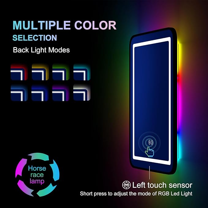 Metal Recessed Medicine Cabinets for Bathroom Medicine Cabinet with Mirror,RGB LED Medicine Cabinet with Lights,Lighted Medicine Cabinets Wall Mounted,Bathroom Mirror with Storage 16 x 24