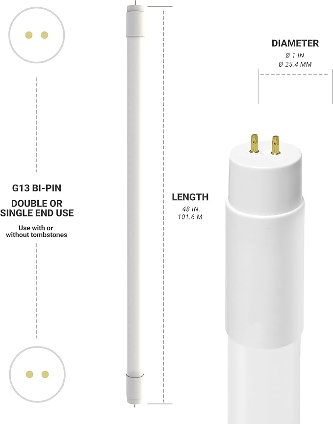 NUWATT 30 Pack 4 FT LED T8 Tube Light, T10 T12 Hybrid Type A+B, 4000K Cool White, 18W, High Brightness 2,200 Lumens, Plug & Play OR Ballast Bypass Fluorescent Tube Replacement, Single or Double Ended