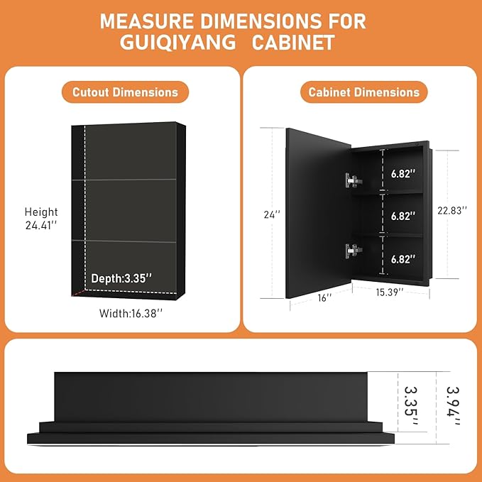 16X24 Inches Medicine Cabinet, Wall Mounted Bathroom Cabinet wirh Beveled Mirror, Recessed or Surface Medicine Cabinet with Storage
