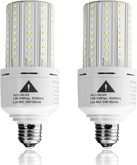ZP 2-Pack Led Light Bulb 400W Equivalent 6250 Lumen 5000k Cool Daylight White E26/E27 Medium Base 50W Led Corn Light for Outdoor Indoor Lamp Area Garage Warehouse Workshop Street Backyard New Upgrade