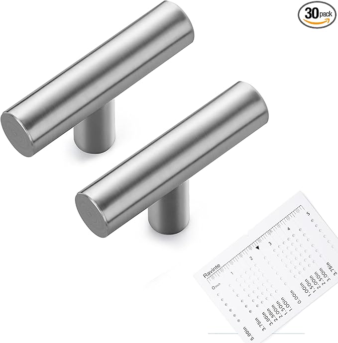 Ravinte 30 Pack | 2" Cabinet Pulls Brushed Nickel Stainless Steel Kitchen Cupboard Drawer Pulls Cabinet Handles 2 Inch Length with Mounting