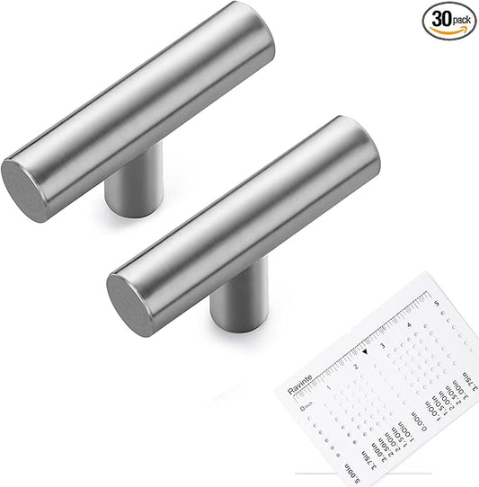 Ravinte 30 Pack | 2" Cabinet Pulls Brushed Nickel Stainless Steel Kitchen Cupboard Drawer Pulls Cabinet Handles 2 Inch Length with Mounting