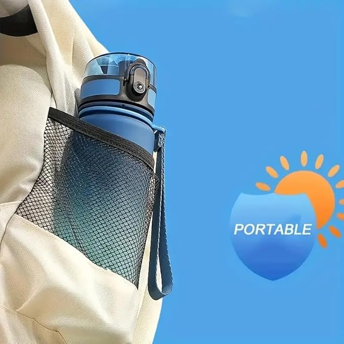 Generic Water bottles, 22Oz motivational sports water bottle with time marker - Drinking times - Tritan, BPA-free, leak-proof wide mouth, fast flow technology, (assorted colors, black or blue)